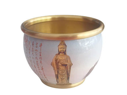 黄铜彩绘米罐
